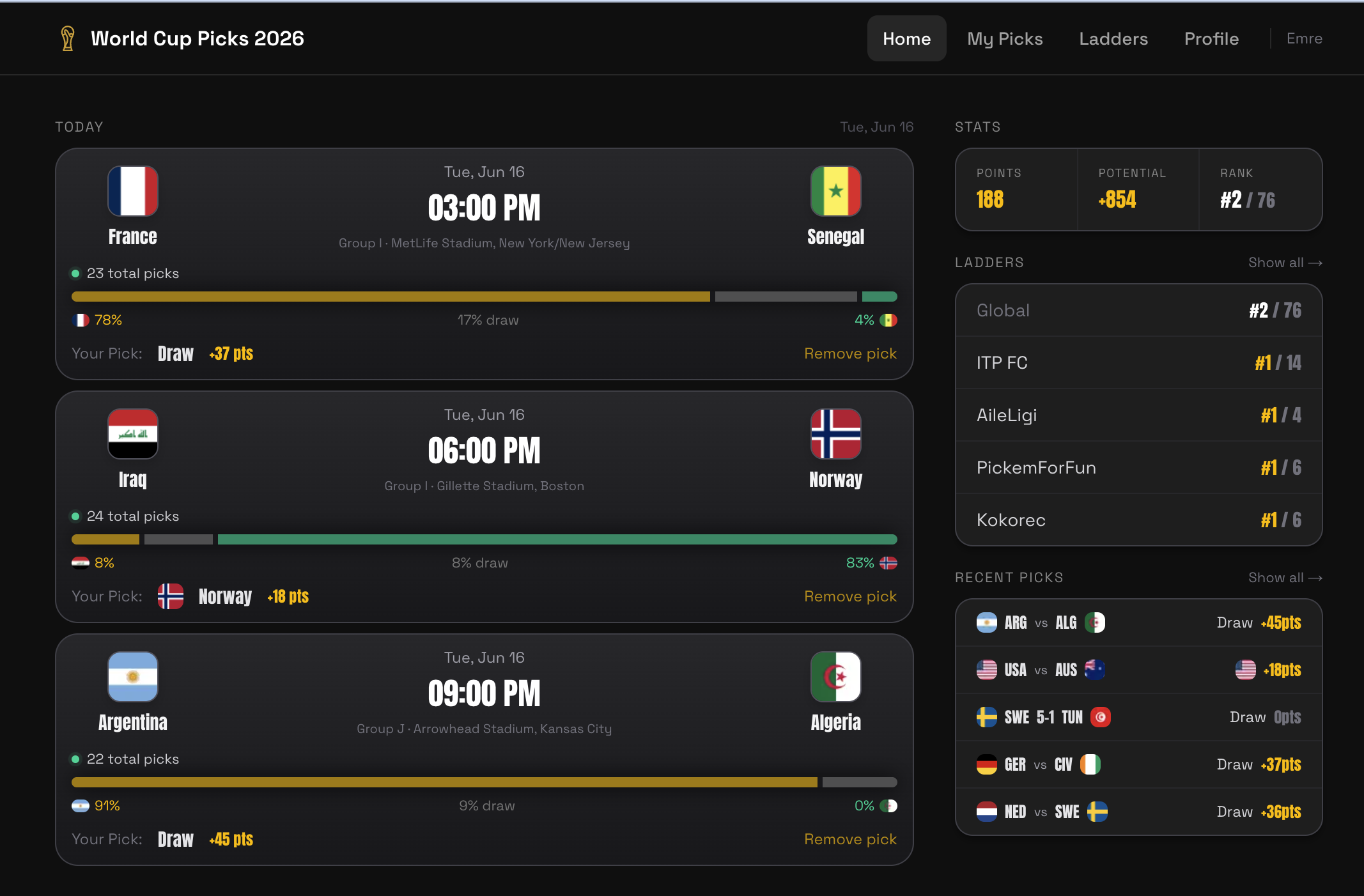 World Cup Picks web view